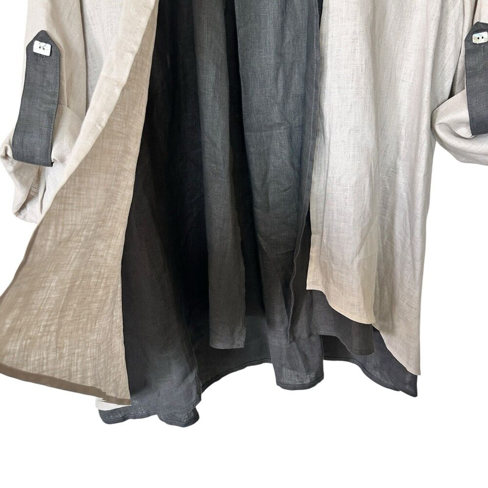 IC By Connie K Linen Logenlook Layered Small open front draped Cardigan - Picture 5 of 8